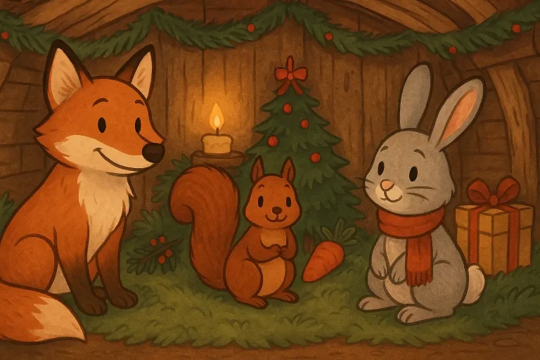 Ystävykset joulumajassa